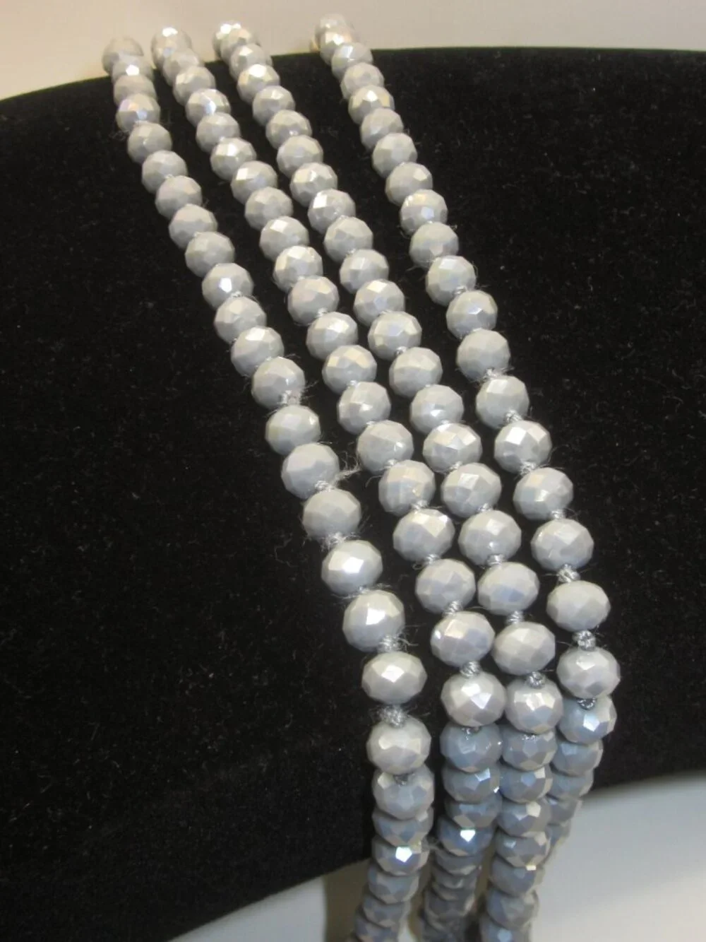 Gray Glass Beaded Necklace